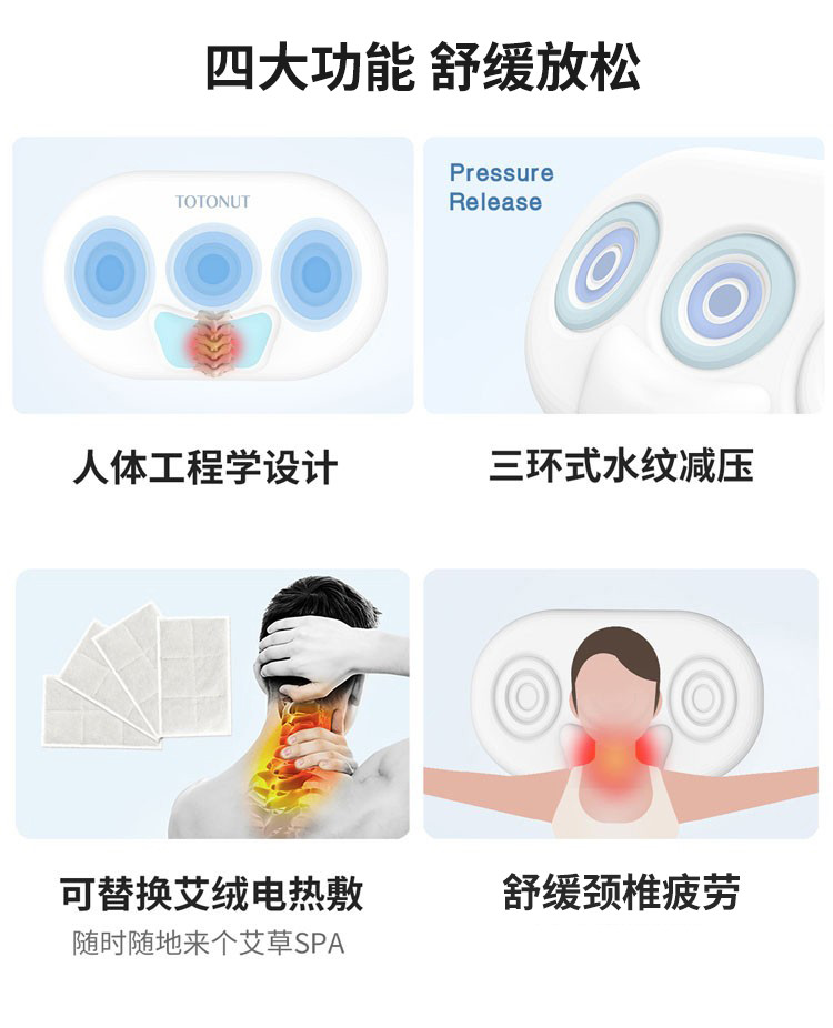 坚果宝贝 TOTONUT水波纹颈椎枕艾草热敷款 一只装