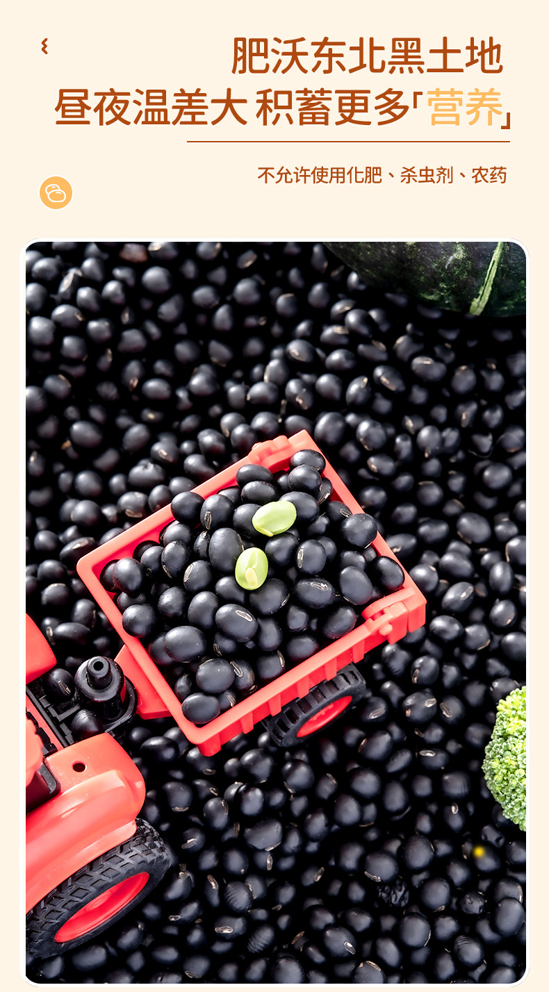 北纯 有机黑豆360g*2绿芯黑豆杂粮粗粮无添加不杂色打豆浆