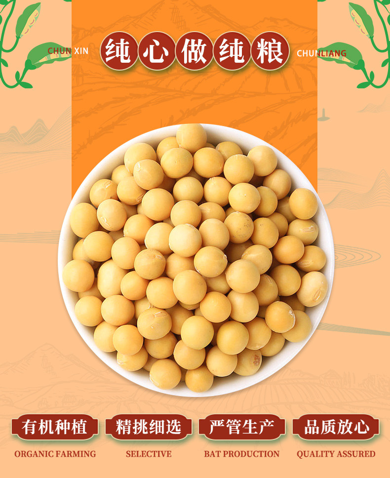 北纯 有机黄豆1.4kg罐装东北杂粮粗粮粥饭 无添加 不染色