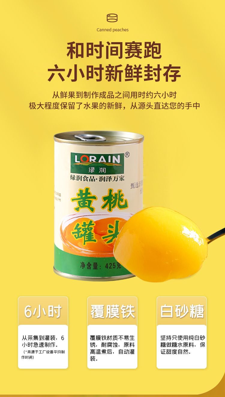 LORAIN绿润 软甜可口黄桃罐头