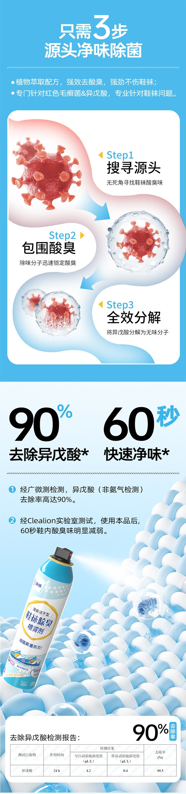 净狮 鞋袜鞋柜除异味神器3瓶