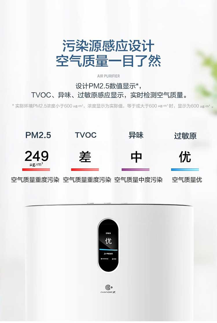 松下/PANASONIC 除菌二手烟过滤PM2.5卧室去异味净化机F-PXT90C-H