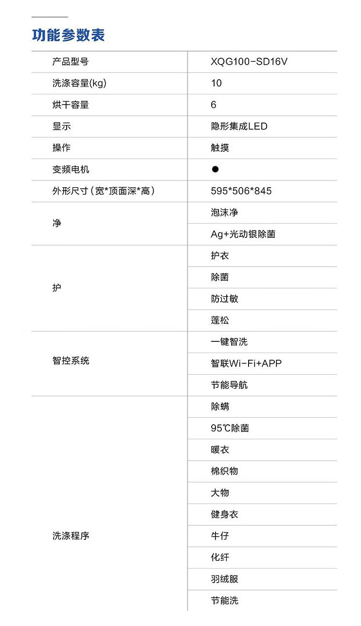 松下/PANASONIC  506滚筒洗衣机洗烘一体洗衣机 XQG100-SD16V 标准