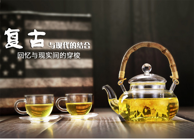 友亦思 茶壶复古竹子把提梁壶