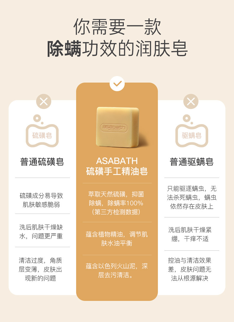 ASABATH 硫磺手工精油皂 净螨抑菌洁面