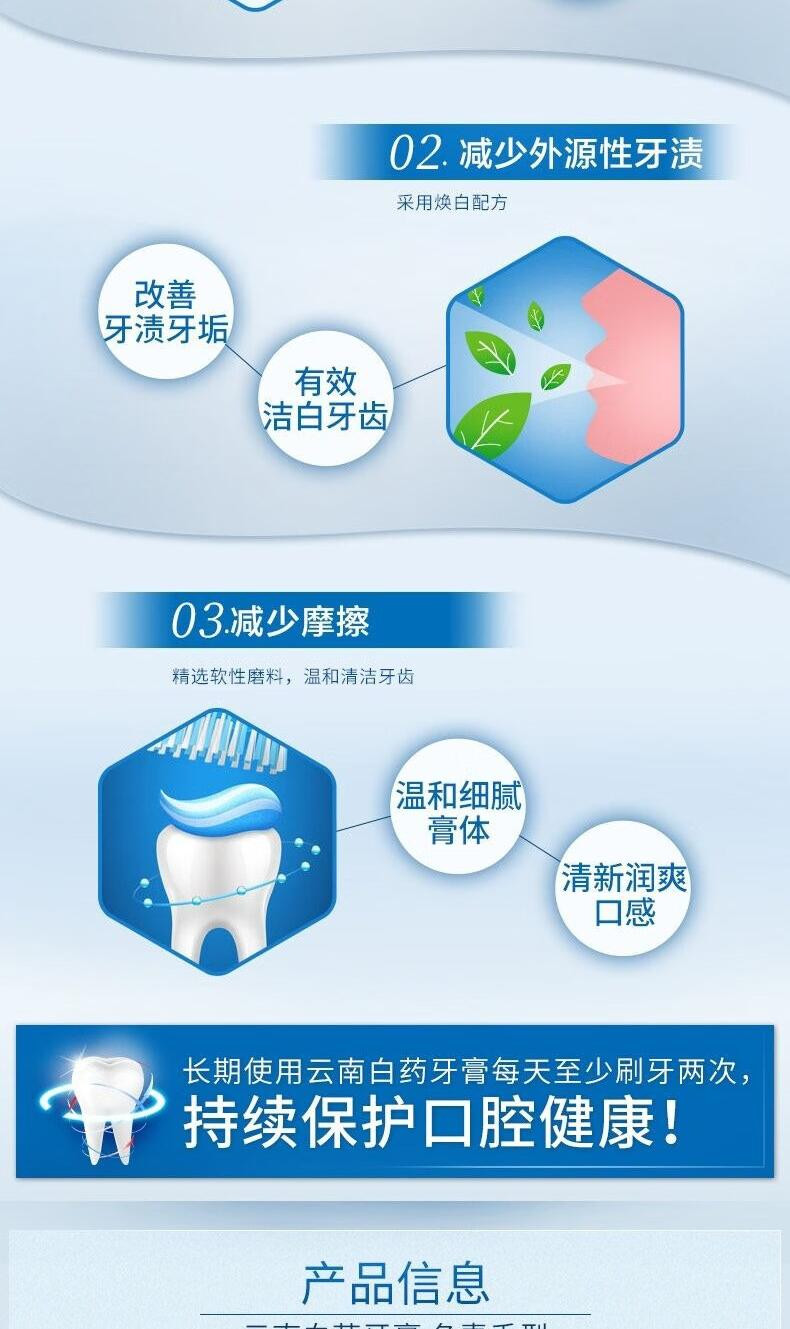 云南白药 牙膏经典冬青香型亮白去渍减轻牙齿问题165g亮白去渍