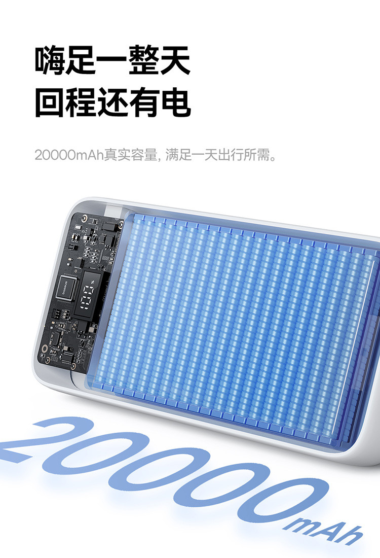 倍思 极电 数显双线移动电源 20000mAh 22.5W