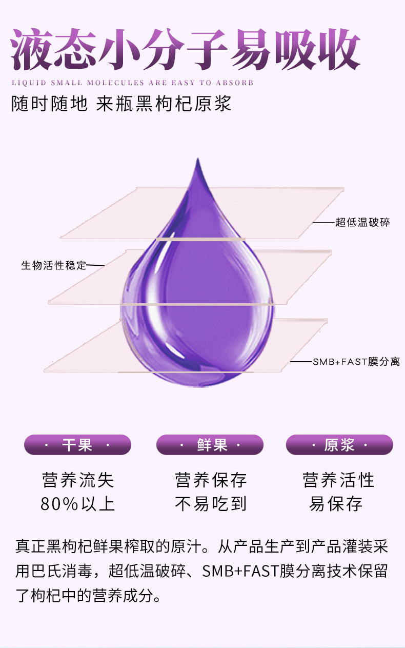 老农杞 黑枸杞鲜果原浆 NFC原浆果汁 每瓶50ml