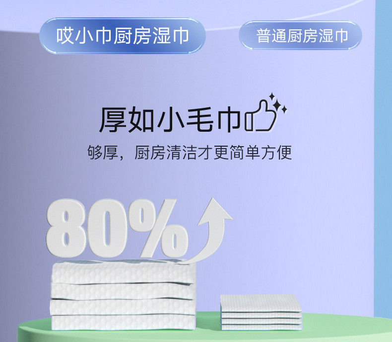 哎小巾 特大号80抽厨房湿巾纸油烟机灶台清洁去油污湿纸巾