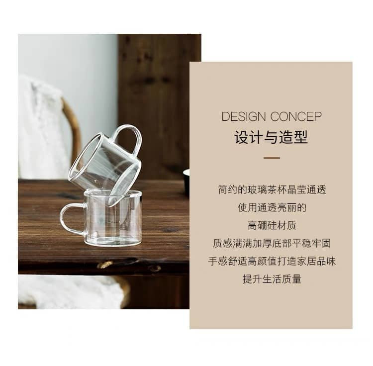 上古名屋 防爆高硼硅玻璃透明小茶杯（6只装)