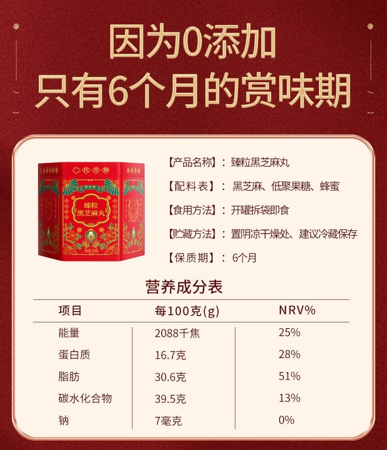 固本堂 黑芝麻丸礼盒年货过年送礼送长辈 鸿运礼盒126g*8罐