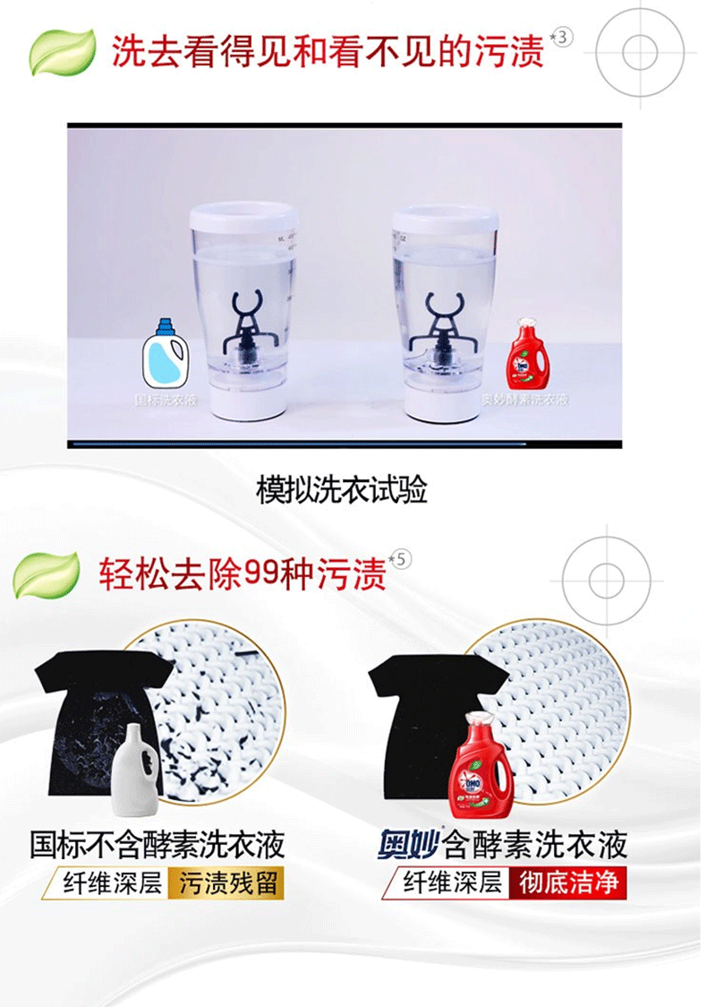 奥妙天然酵素洗衣液1kg*2 除菌除螨，下单赠送清扬洗发水100ml体验装