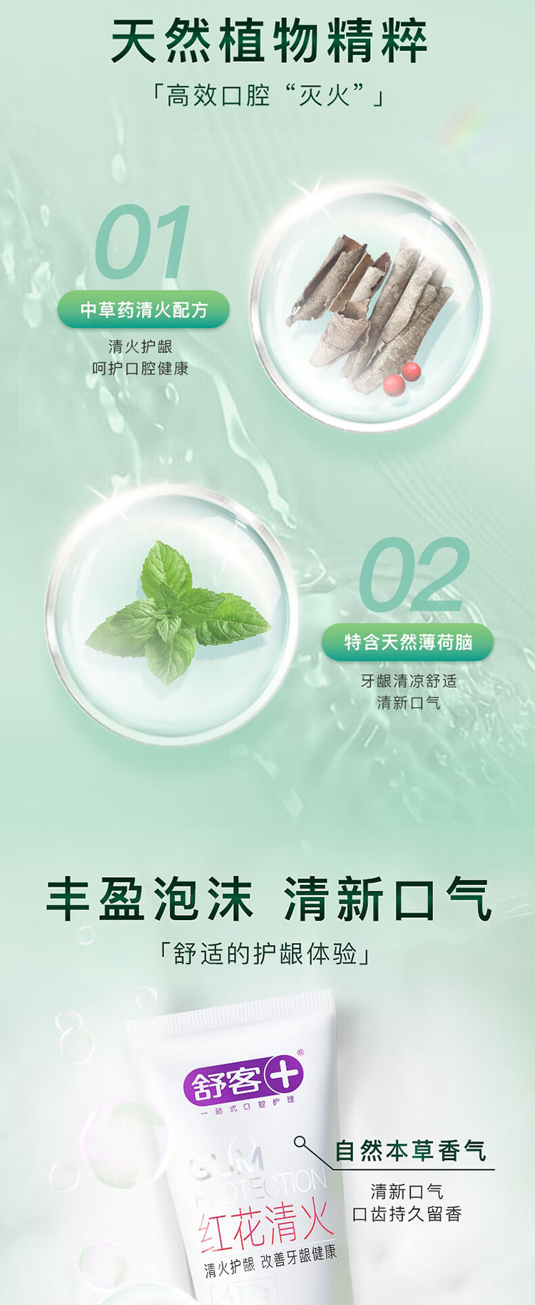 舒客+ 红花清火牙膏 120g*4支