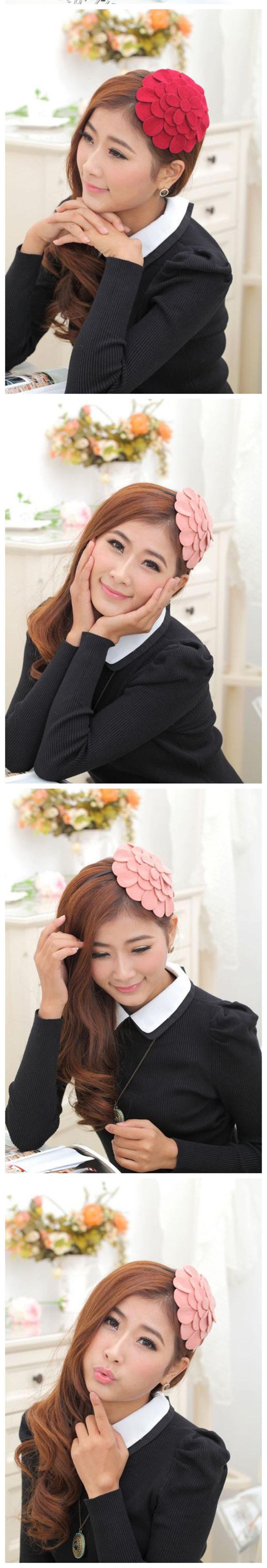 韩版大花朵帽子发箍 玫瑰宽边头箍头饰发饰发卡B104