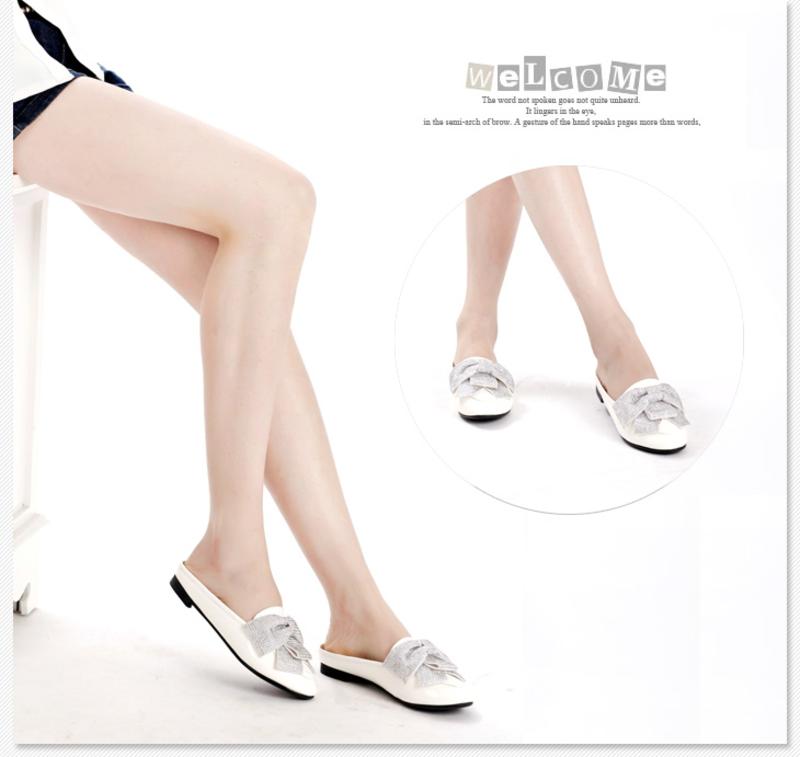 Juyi/巨一 2013夏季新款女士休闲平底鞋甜美公主蝴蝶结水钻平跟拖鞋子 118321001