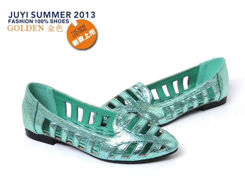 Juyi/巨一 2013夏季女士欧美风休闲平底镂空百搭女鞋单鞋凉鞋子 118321002