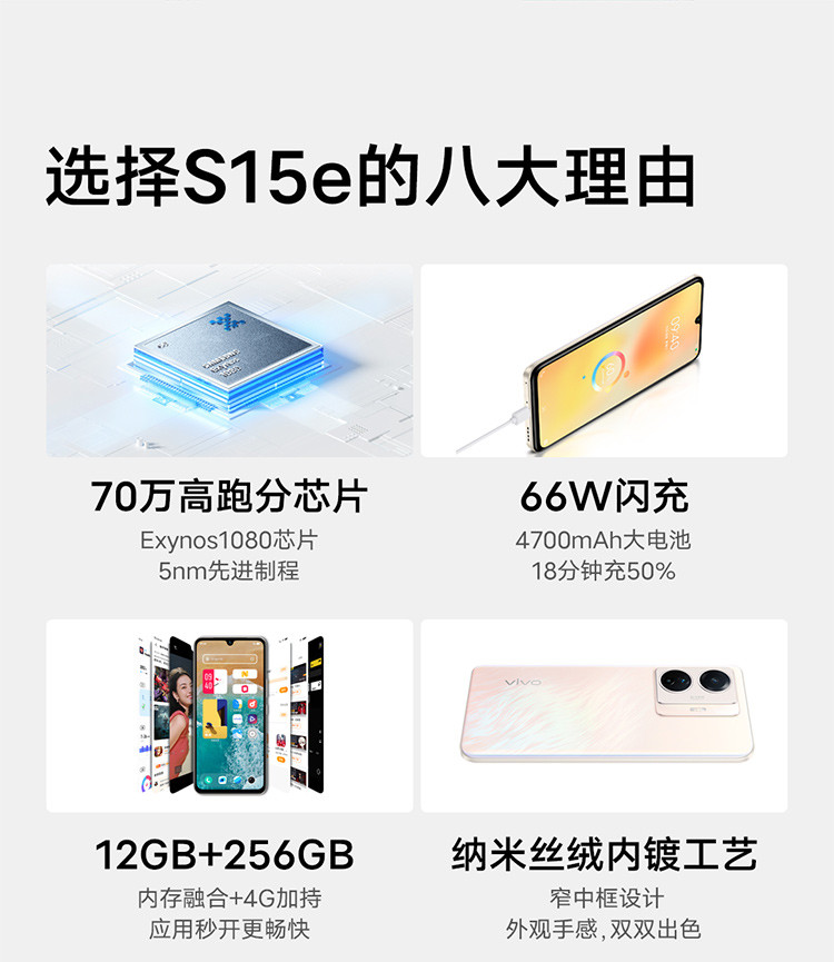 新品vivo S15e 12GB+256GB  5nm高跑分芯片 66W超级闪充 手机