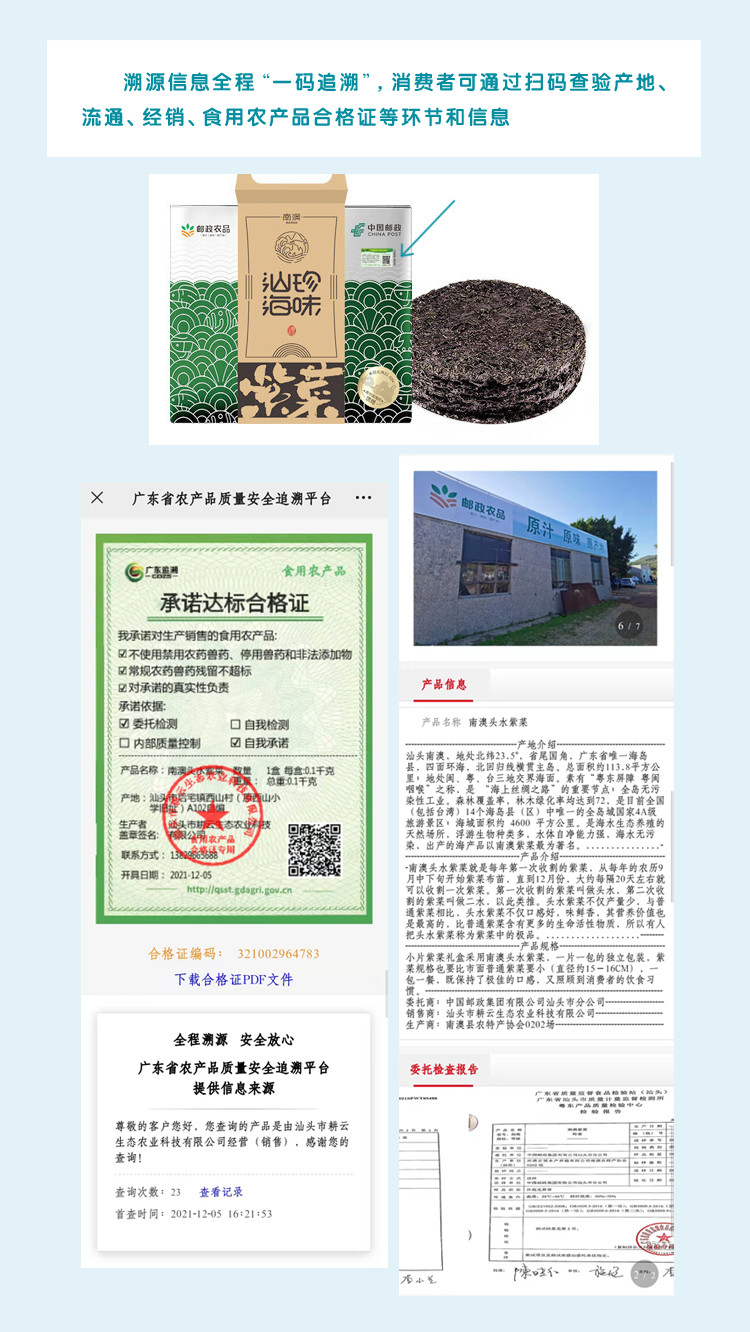 汕珍 【汕头振兴馆】广东南澳海产品  南澳紫菜 汕珍海味 礼盒装 200g