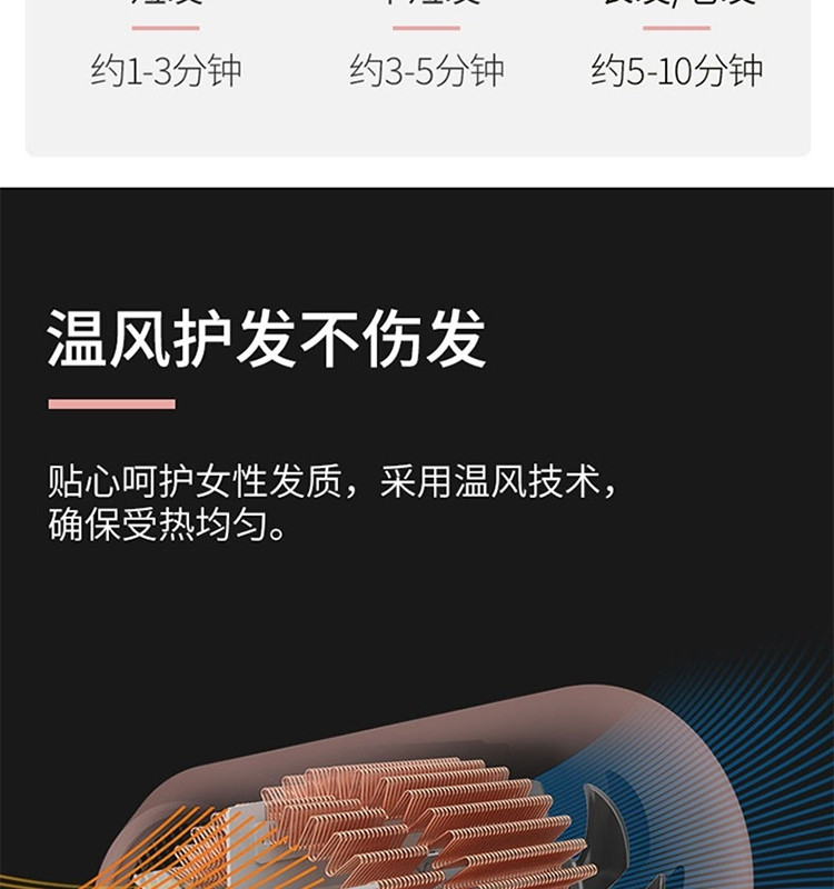 直白 吹风机家用电吹风负离子发廊级大功率吹风筒 静音冷热风恒温护发 白色HL322