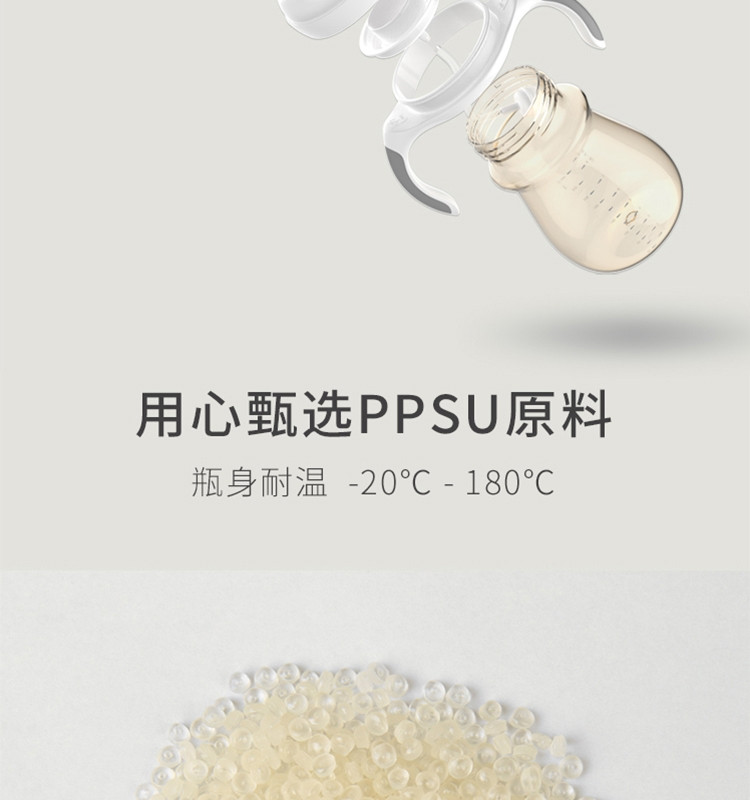 好孩子(小饿魔系列)母乳实感宽口径握把吸管PPSU奶瓶240ml粉蓝B80375/粉红B80374