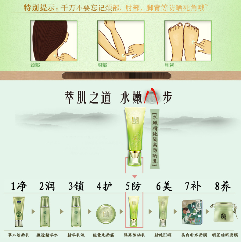 包邮 百雀羚水嫩精纯防晒隔离乳SPF30+ PA++