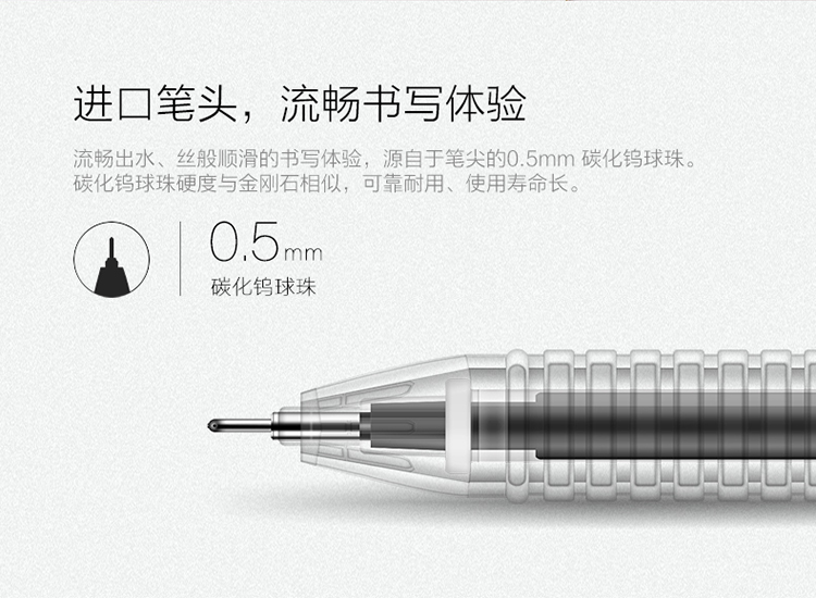 得力(deli)0.5mm半针管中性笔水笔套装 黑色（赠12支笔芯)12支/卡