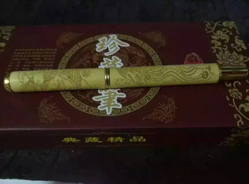 精品红木黄杨木精雕龙凤呈祥钢笔水笔商务双用笔签字笔