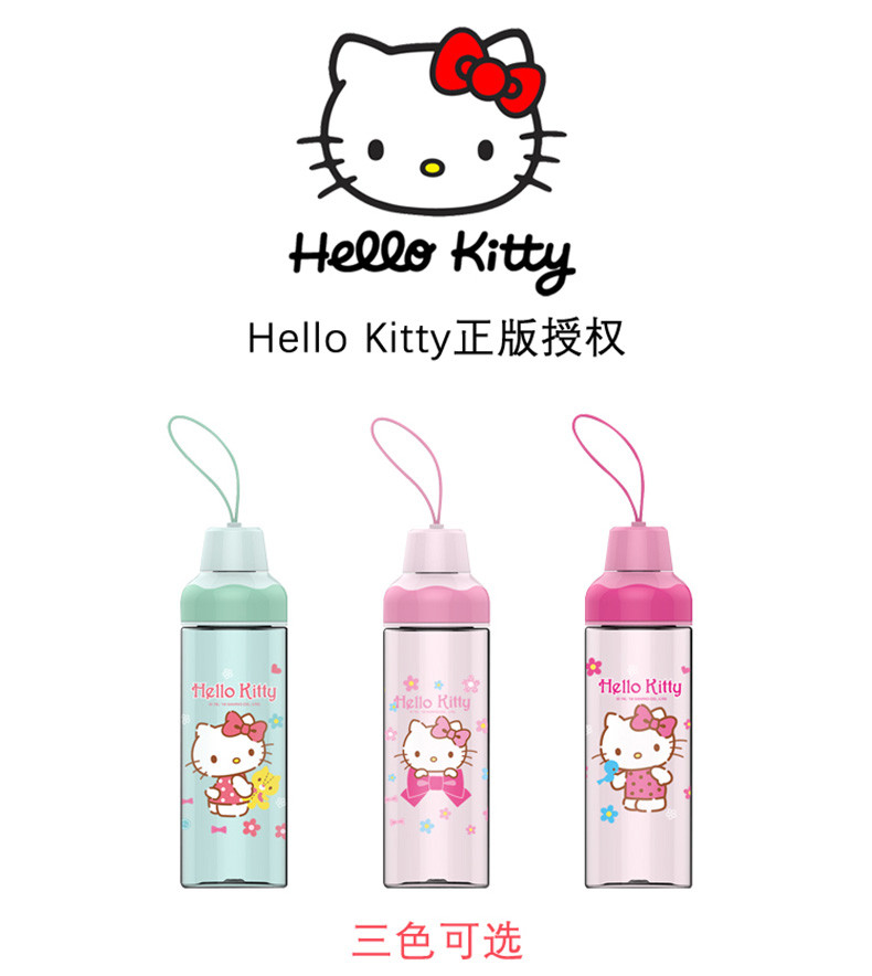 凯蒂猫/HELLOKITTY 夏季水壶 幼儿园宝宝喝水杯子 小孩饮水杯带盖防漏