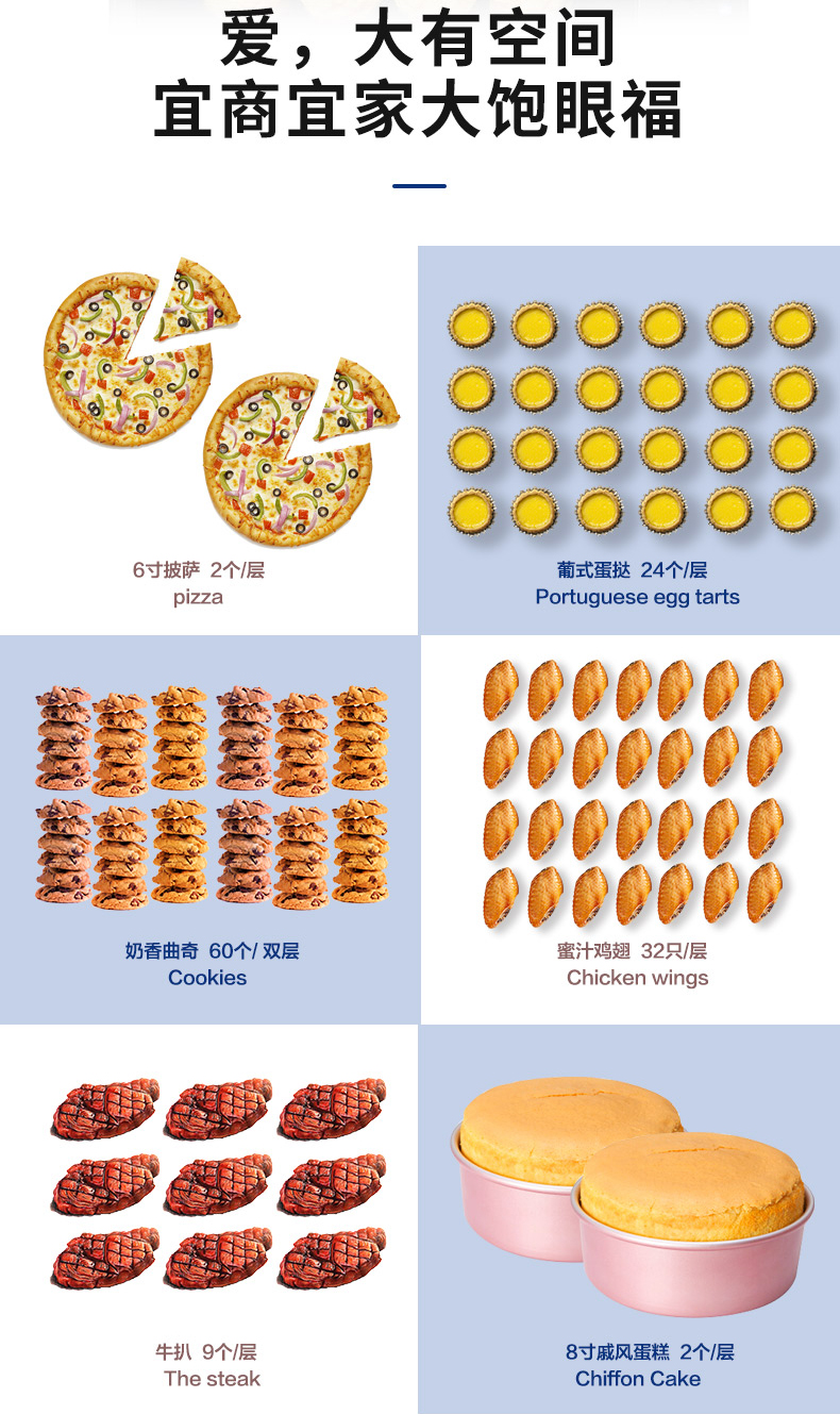 ACA 北美电器 电烤箱 家用商用多功能烘焙60L大容量精准控温烤箱 M60A