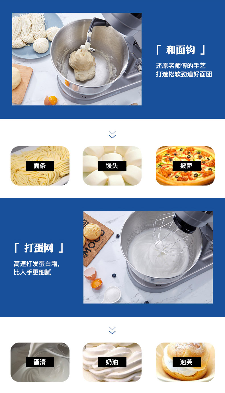 ACA 北美电器 家用和面机厨师机全自动料理机 DM12K (加送绞肉配件）