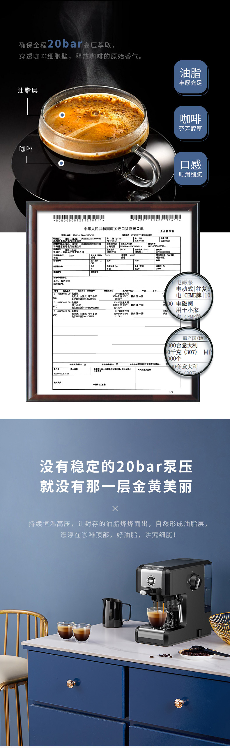 ACA 北美电器 家用意式咖啡机 AC-E20A