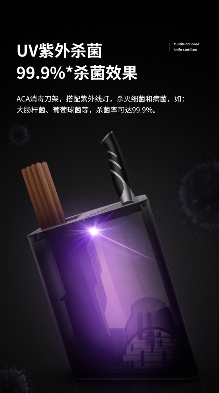 ACA 北美电器 筷子刀具消毒架家用清洁机紫外线杀菌烘干器AD-DT01