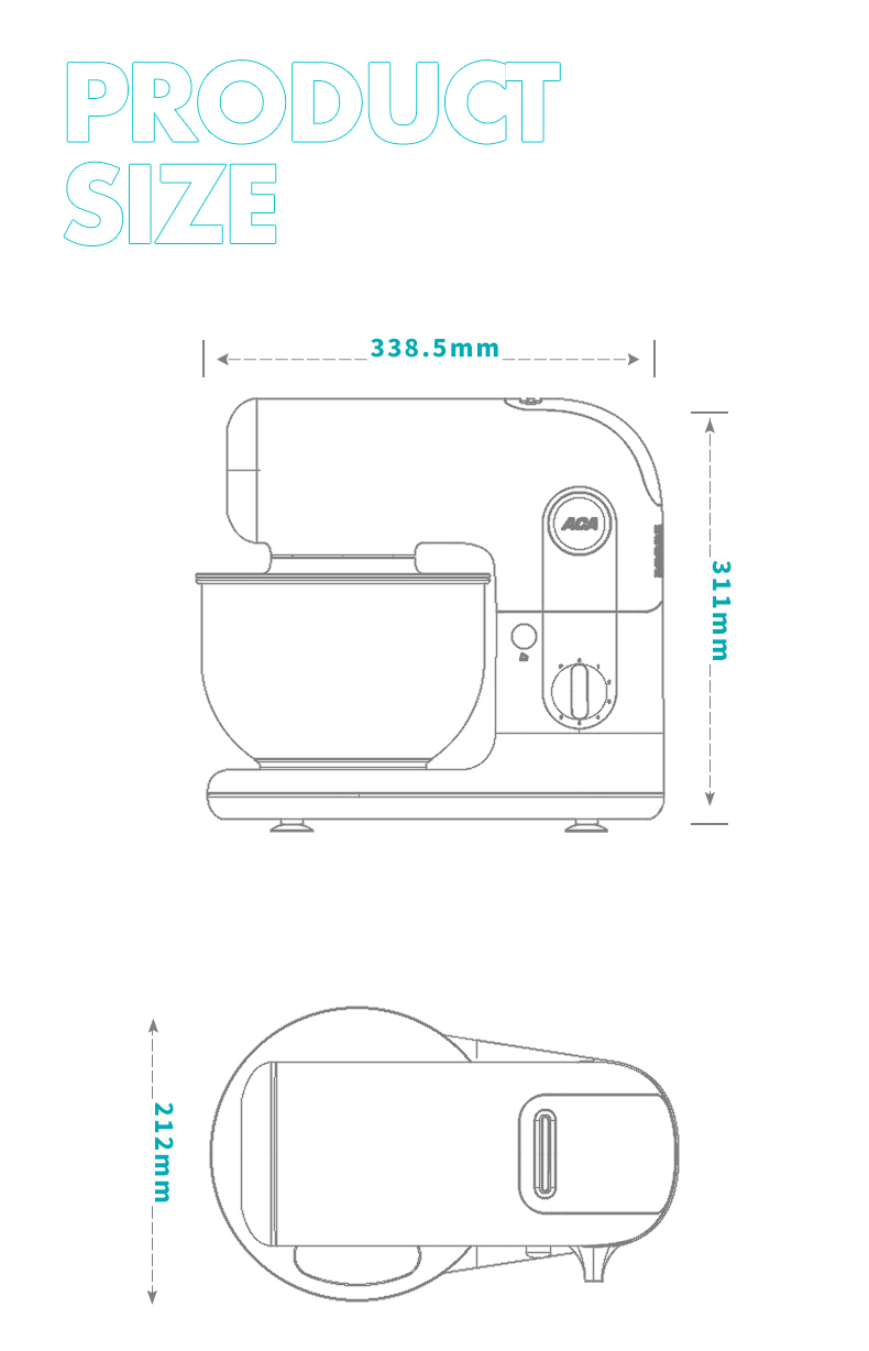 ACA 北美电器 厨师机和面机打蛋器家用多功能全自动揉面机打奶油机鲜奶机搅拌机ASM-M10A