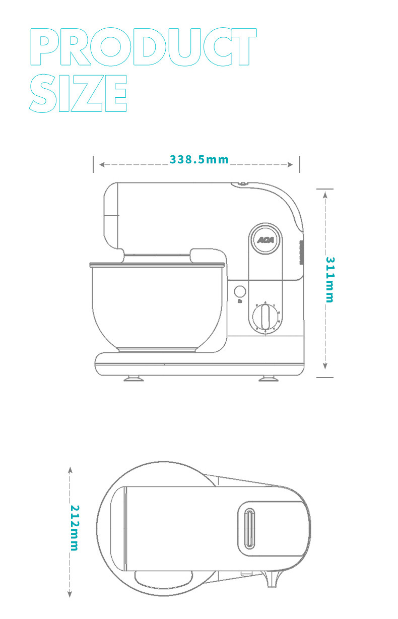 ACA 北美电器 厨师机家用多功能电子式和面机料理机揉面机打奶油机鲜奶机