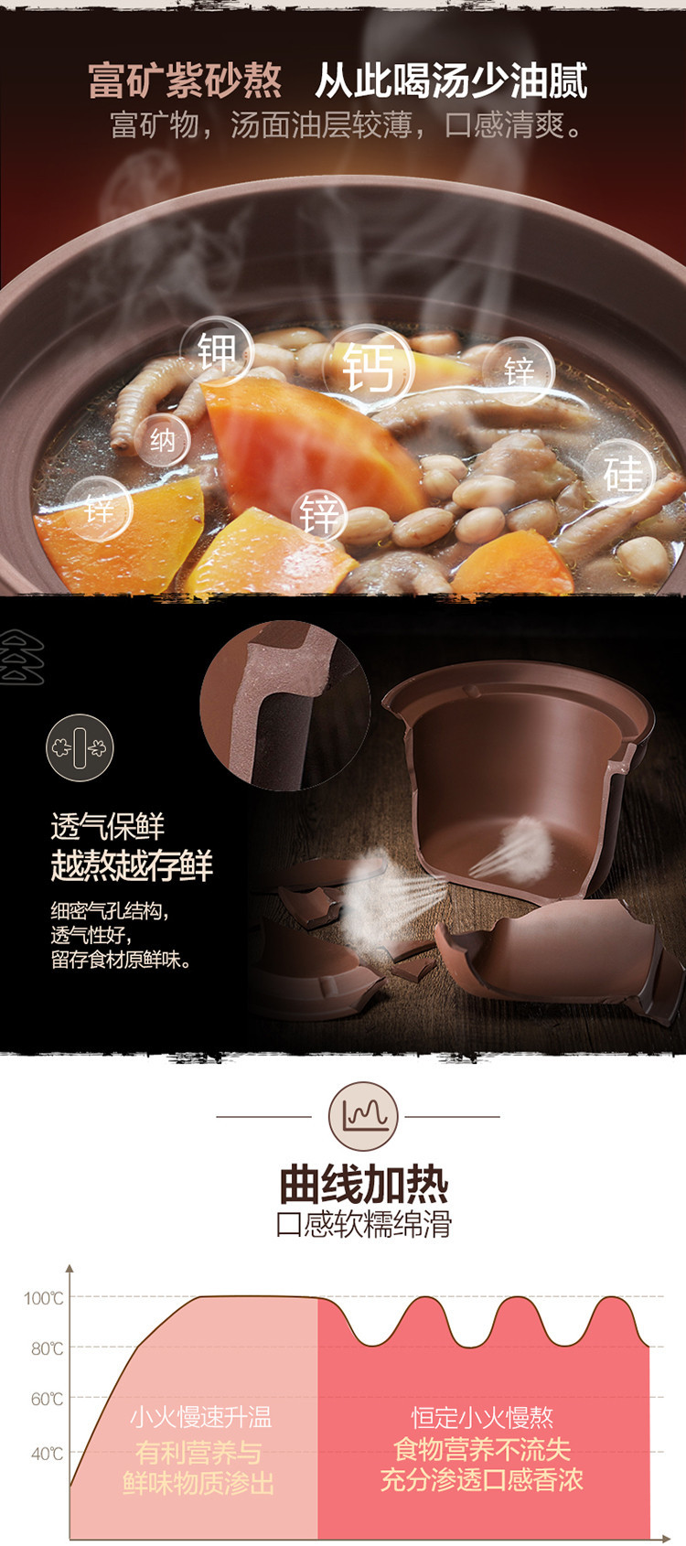 小熊 （Bear）2L 电炖锅  紫砂煲电炖盅宝宝辅食煲汤锅