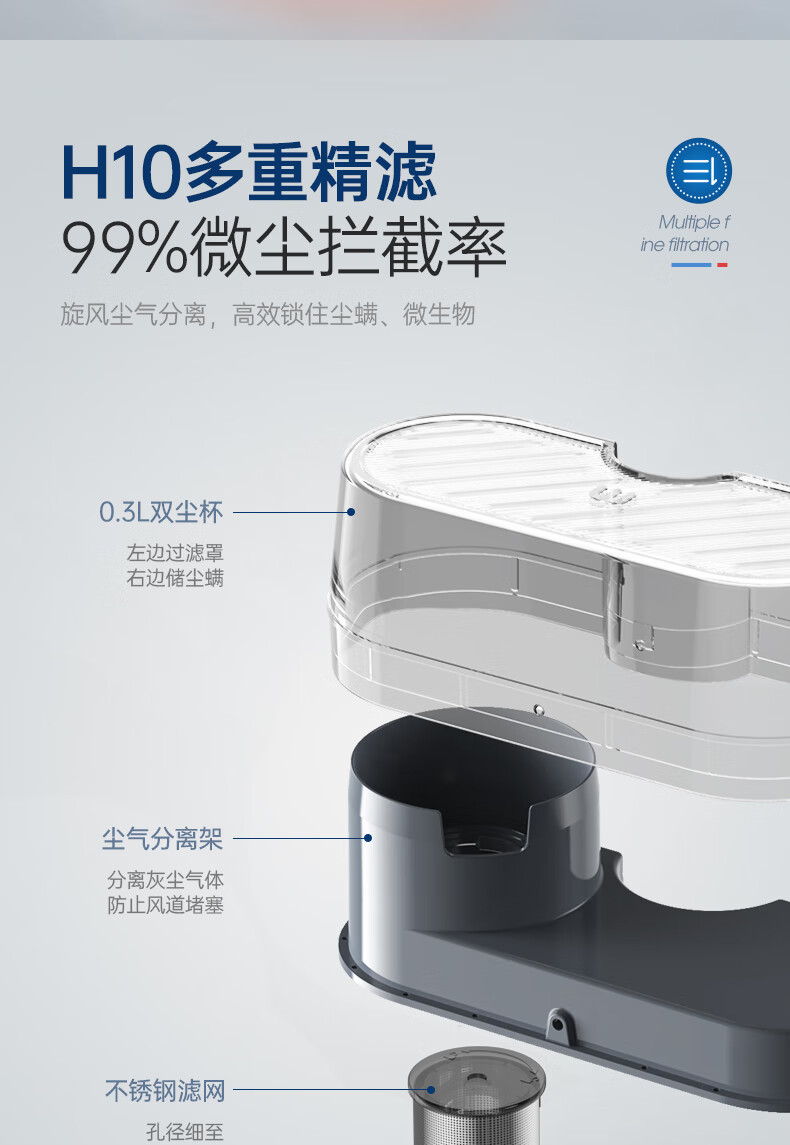 摩飞电器 家用床上吸尘器除螨仪 MR3101 紫外线杀菌机 热风祛湿