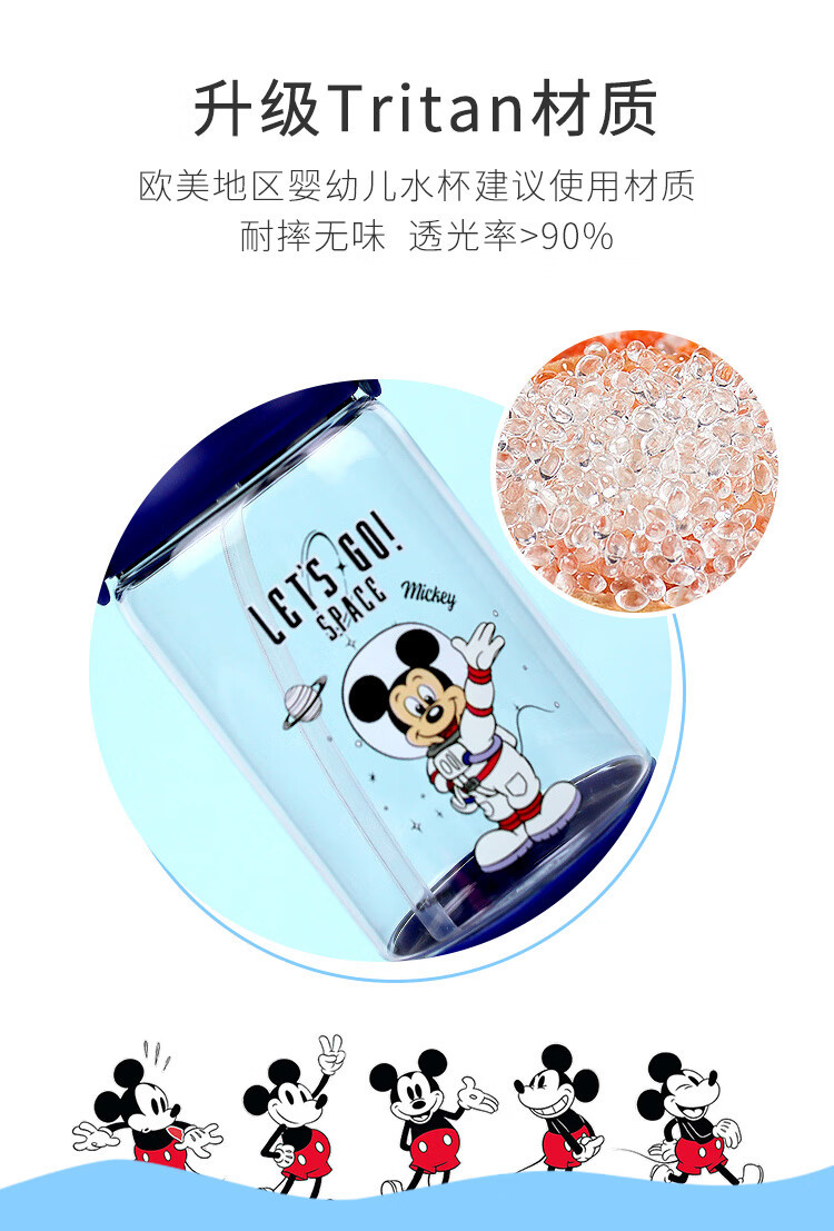 迪士尼/DISNEY 户外便携随手喝水壶卡通双盖直饮杯饮水杯