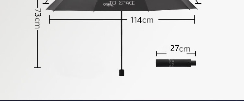 天堂伞 三折晴雨伞64cm*10骨大伞黑胶防晒太阳伞遮阳伞 浩瀚黑色