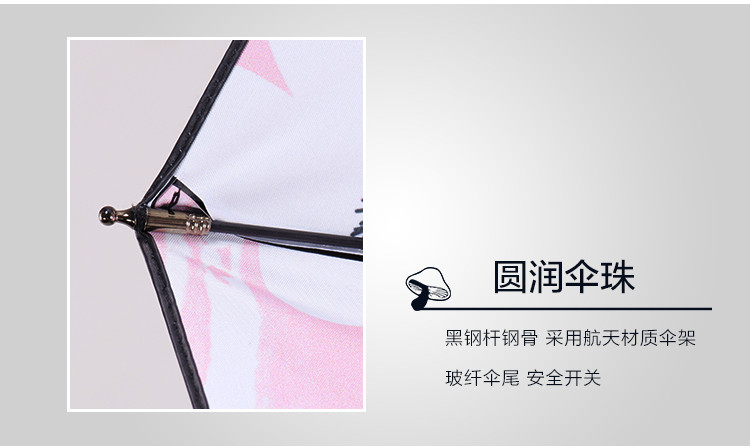 天堂伞 黑胶三折叠晴雨伞55cm*8骨 花样粉红 全遮光防晒遮阳伞