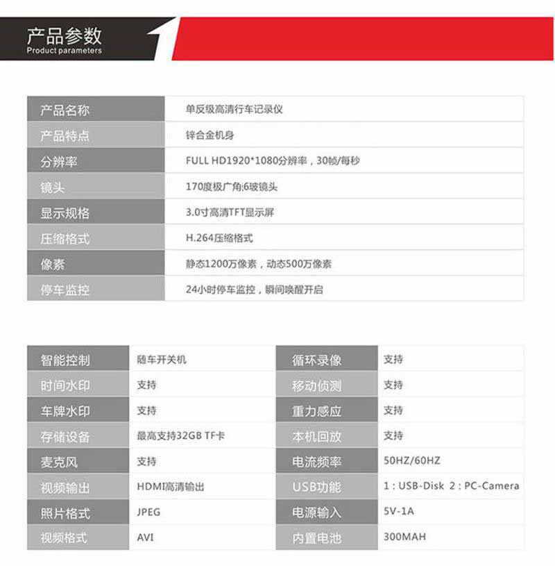 第1现场D101 单反级行车记录仪 1080P高清 170度广角 送16G卡 读卡器