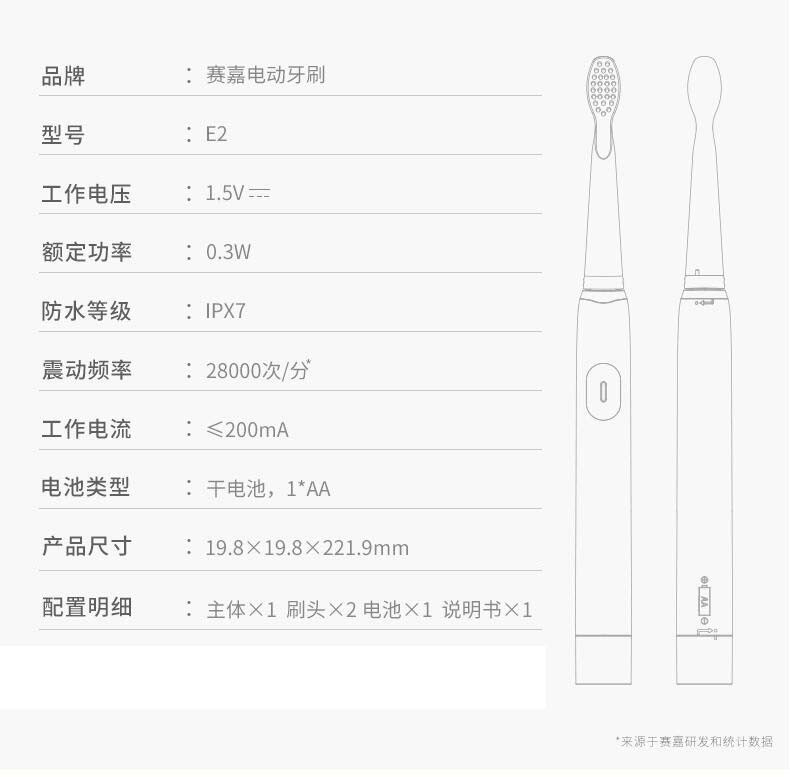 赛嘉 E2 电动牙刷成人款家用防水