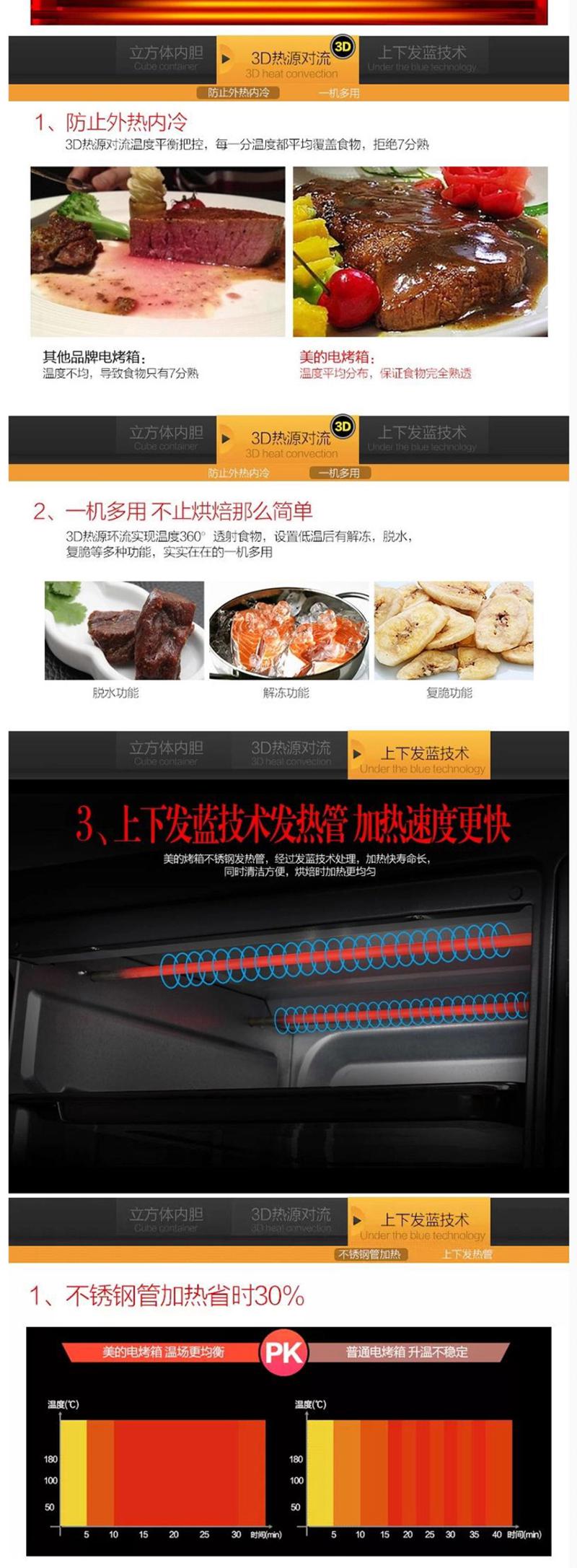 Midea/美的 MG38CB-AA电烤箱38L多功能 烤箱家用烘培 四层烤位