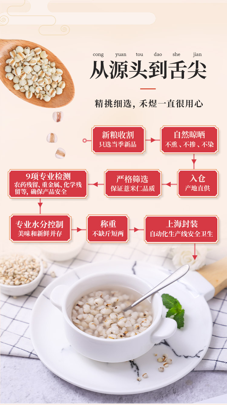 厂家直销 包邮 禾煜薏米仁400g/1kg 精选贵州新薏米仁薏仁米红豆薏米粥料无添加