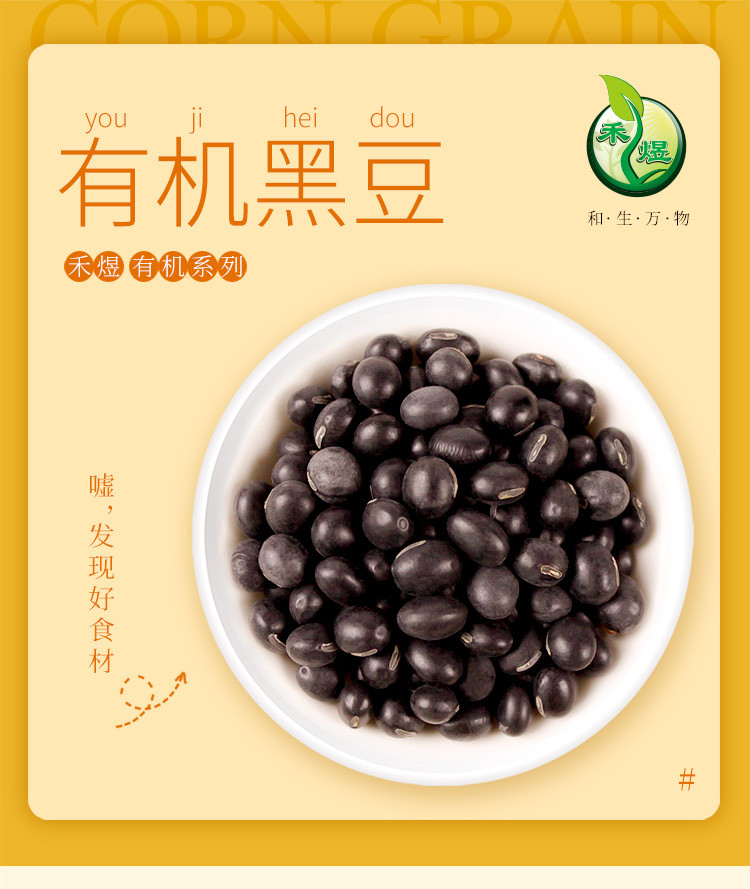 禾煜 有机黑豆290g（黑豆 五谷杂粮 粗粮 粥米伴侣 腊八粥料 真空包装）