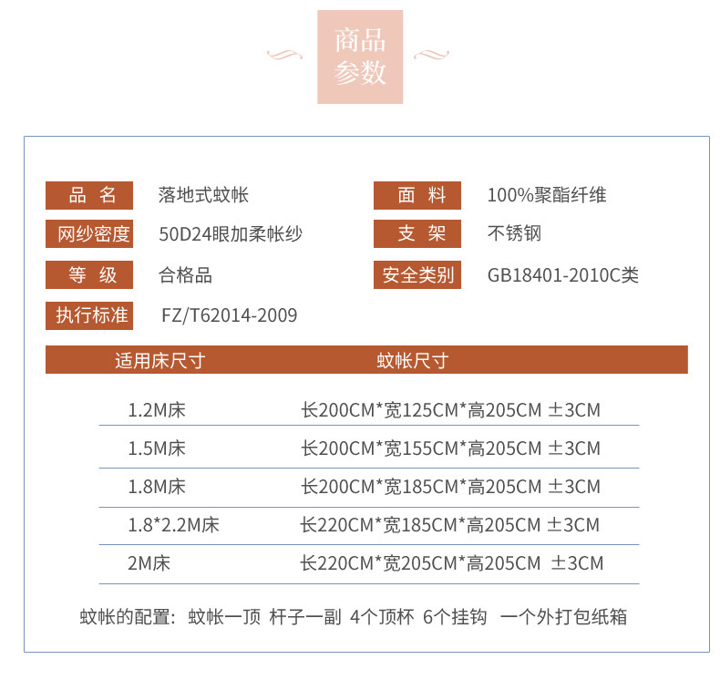 维科 方顶蕾丝宫廷落地加高加密蚊帐1.8米床