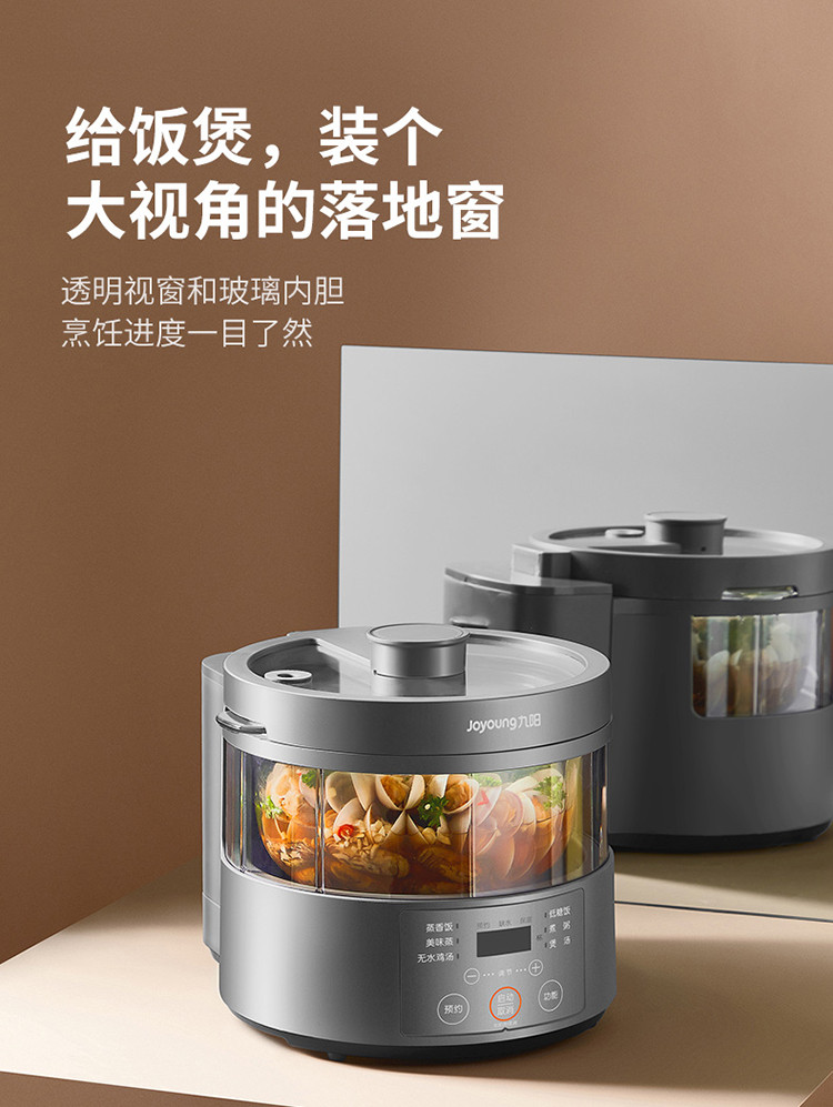 九阳/Joyoung蒸汽低糖电饭煲3L多功能无涂层玻璃内胆F30S-S160