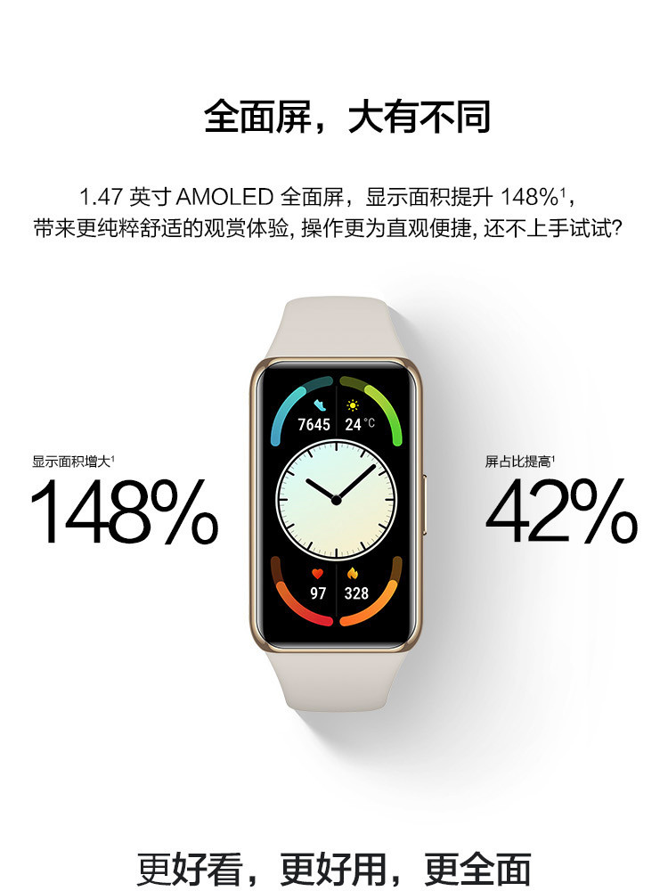 华为手环 6 Pro 运动手环 智能手环 炫彩全面屏 超长续航 体温研究