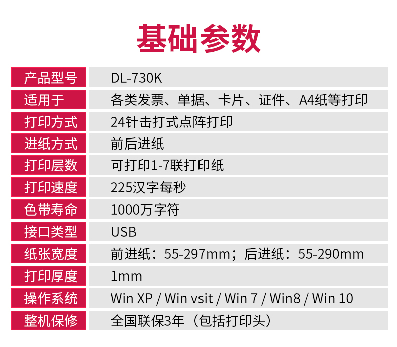 得力DL-730K针式打印机税控发票 增值税 报表 发票打印