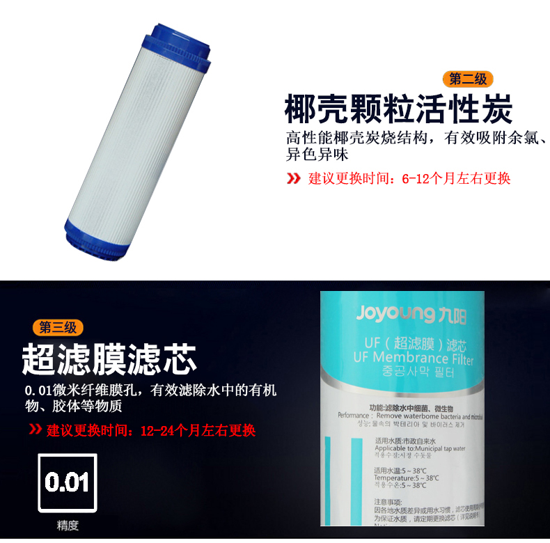 九阳JYW-HC-1283WU五级净水器家用直饮机自来水过滤器超滤膜净水机净化器