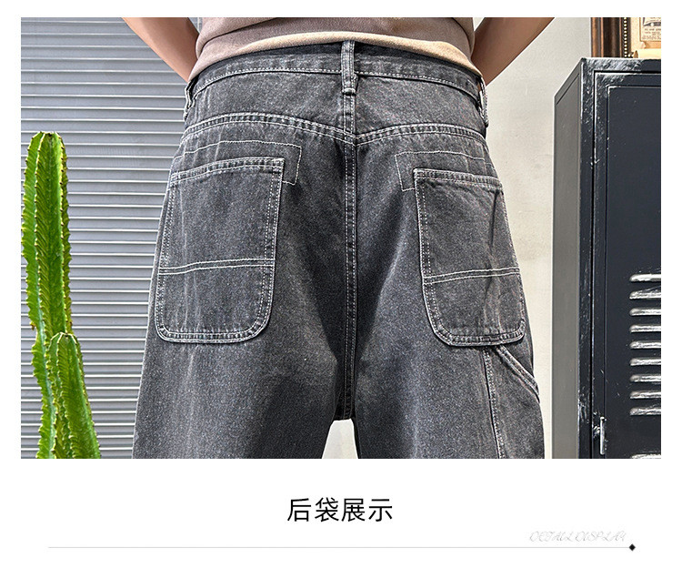 馨霓雅【领券立减20元】男款黑灰日系工装宽松牛仔裤 X993